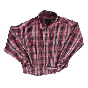 Polo Jeans Co. Ralph Lauren Men Small Long-sleeved‎ Buttons Plaid Red 2 Pockets